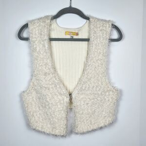 Urban Outfitters Cream Fuzzy Sweater Vest Size Large